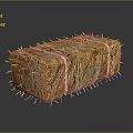 Brown Hay Bale Tied With Strings On Reflective Black Surface