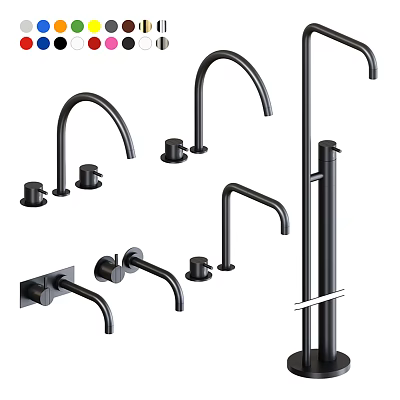 Different Styles of Black Kitchen and Bathroom Faucets for Modern Home 3d model