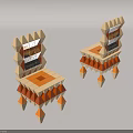 Unique Modern Wooden Leisure Chairs With Geometric Design And Patchwork Pattern 3d model