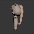 Cartoon Game Character 3D Model With Animal Onesie Cat Ears And Brown Hair