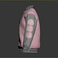 Pink and Gray Varsity Jacket with Ribbed Collar Cuffs Hem Button Front and Embroidered Logo 3d model