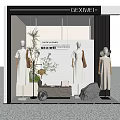 GEXIWEI Fashion Window Display With Mannequins Dresses Plants And Stone Decorations