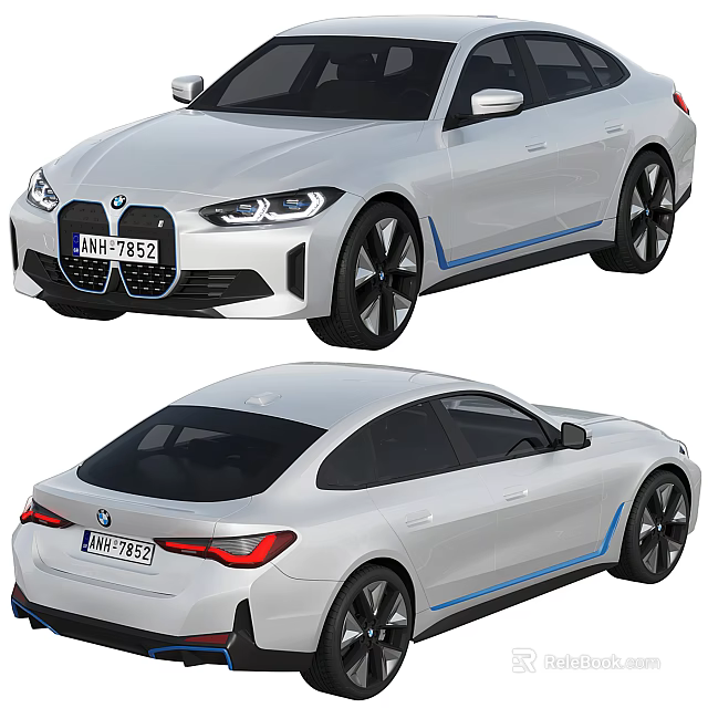 White BMW Electric Car Front And Rear Views 3d model 