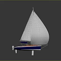 Sailboat With White Sails and Blue Orange Hull as Water Transport Vehicle