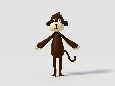 Cute Brown Reptile Cartoon Character Standing With Tail On White Background 3d model