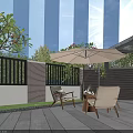 Modern Detached Villa Exterior With Stone Facade Large Windows Front Yard And Red Car