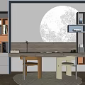 Modern desk and chair combination 3d model