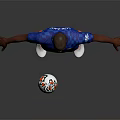 Man in Blue Soccer Jersey Number 3 and 9 Standing Arms Outstretched with Soccer Ball