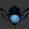 Mechanical Creature With Glowing Blue Core And Spiked Dark Metallic Limbs