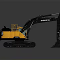 Volvo Yellow And Black Excavator With Tracks And Front Bucket For Construction