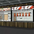 Shopping Mall Meat Shop With Hanging Meats Glass Display Counter And Modern Signage