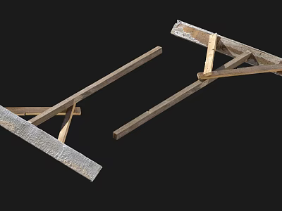 Hardware Tools Wooden Brackets With Metal Plates For Sturdy Support Structure 3d model