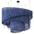 Modern Blue Chandelier With Hanging Tassel Strips And Artistic Design