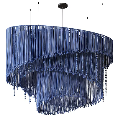 Modern Blue Chandelier With Hanging Tassel Strips And Artistic Design 3d model