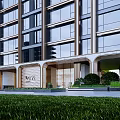 Modern Residential Building With Modern Facade Design And Landscaped Entrance Area