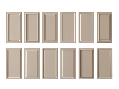 Simple Framed Beige Wardrobe Doors Set for Modern Bedroom Interior Design 3d model