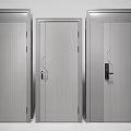 Modern Three Gray Security Doors With Panel Design And Secure Lock Systems 3d model