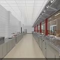 Spacious Cafeteria Interior With Wooden Pillars Tables Chairs And Green Plants