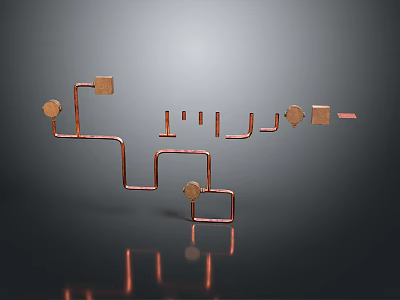 Modern Copper Pipe Geometric Lighting Combination With Unique Design For Interior Decor 3d model