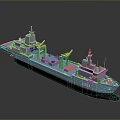 Detailed Naval Ship Model A294 With Gray Hull And Deck Equipment Antennas