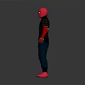 Spider Man Character With Red Mask Brown Jacket Blue Jeans And Red Gloves Shoes