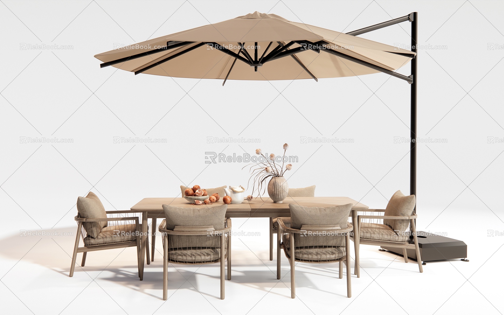 Outdoor Table and Chair Dining Table and Chair Rattan Leisure Chair Outdoor Chair 3d model