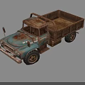 Vintage Rusty Blue Truck Featuring Wooden Cargo Bed And Classic Design