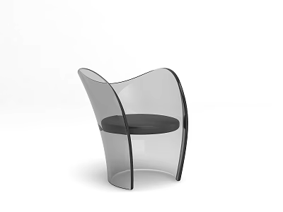Stylish Modern Leisure Chair With Curved Transparent Frame And Black Seat 3d model