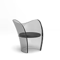 Stylish Modern Leisure Chair With Curved Transparent Frame And Black Seat