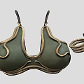 Green Bra Style Top With Gold Curved Decor And Ring Accessory
