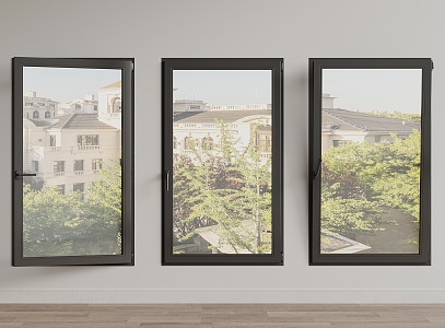 Modern windows with single opening 3d model