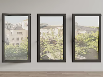 Modern windows with single opening 3d model