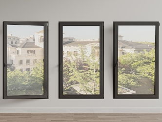 Modern windows with single opening 3d model