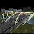 Birds Eye View Planning With Modern Bridge Urban Road River and City Buildings
