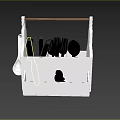 White Kitchen Cutlery Set with Wooden Organizer Holder Knives Forks Spoons