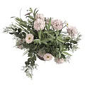 Minimalist Gray Cylindrical Vase With Pink Flowers Green Foliage And Delicate Sprigs For Home Decor