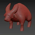 White 3D Animal Model Featuring Large Curved Horns And Fur Texture