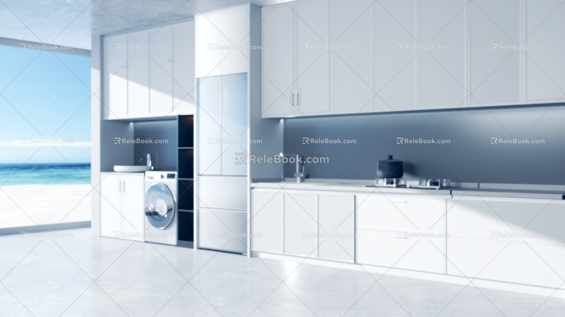 Kitchen faucet washing machine cabinet e-commerce 3d model