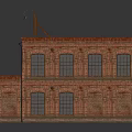 Red Brick Building with Dublin Ice Sign Arched Doorway Roof Billboard and Windows