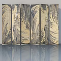Artistic Hinged Doors With Golden Wave Patterns On Modern Reflective Surface