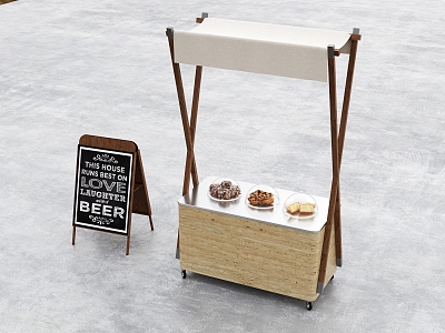 Cart sales car bread display cart billboard 3d model