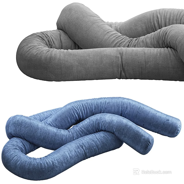 Gray And Blue Multi Person Sofa With Unique Curved Design For Modern Living Room 3d model 