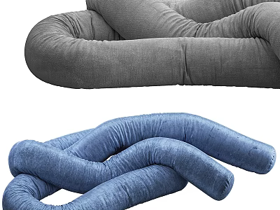 Gray And Blue Multi Person Sofa With Unique Curved Design For Modern Living Room 3d model