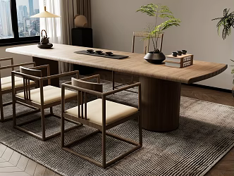 New Chinese Tea Table and Chair Combination Tea Table Tea Table 3d model