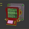 Other Vintage Terminal With Green Text Display Small Integrated Keyboard Gray Body Orange Mounting Points