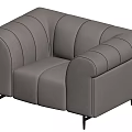 Modern Single Seater Sofa In Light Beige With Rounded Arms Stitched Details And Black Legs