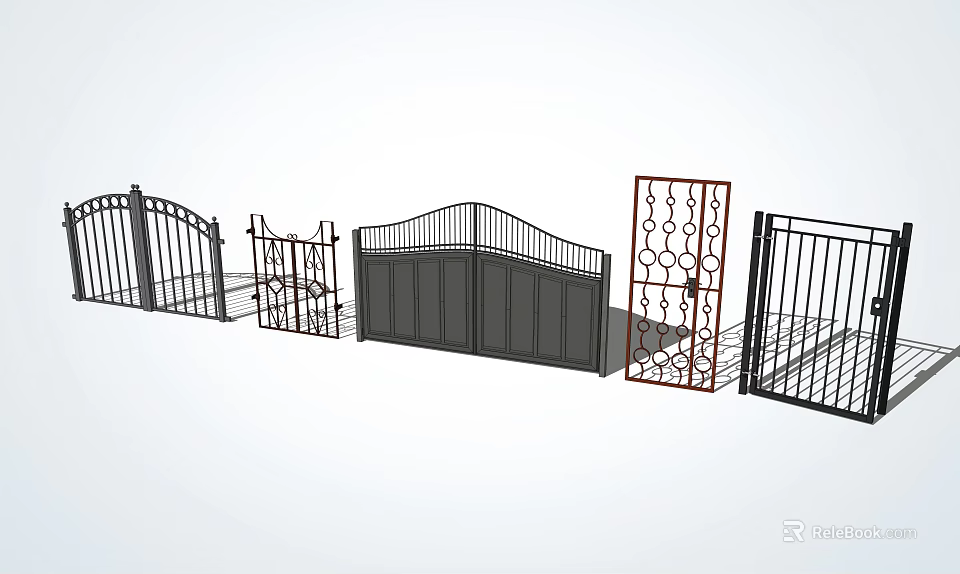 Various Decorative Iron Gates With Different Designs And Metal Structures 3d model 