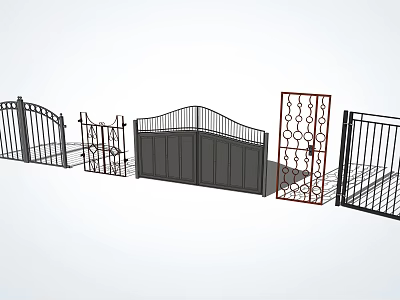 Various Decorative Iron Gates With Different Designs And Metal Structures 3d model