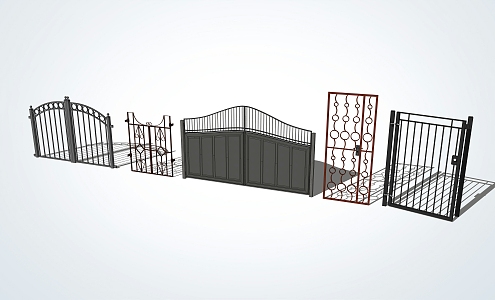 Modern gate wrought iron gate 3d model