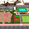 Comprehensive Sports And Leisure Zone With Basketball Court Football Field Parking Area And Plaza